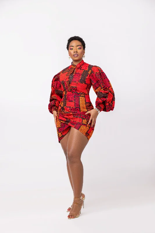 Don’t Wait – Shop Today!Don’t Wait – Shop Today!Bonnie Ankara Short Mini Dress | Red and Orange African Print