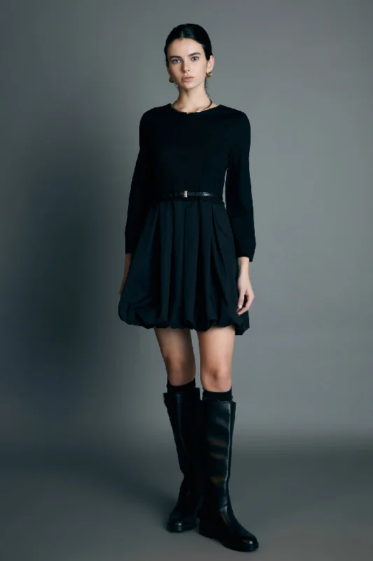 One Click Away from Big Savings!One Click Away from Big Savings!Bubble Hem Mixed Media Mini Dress