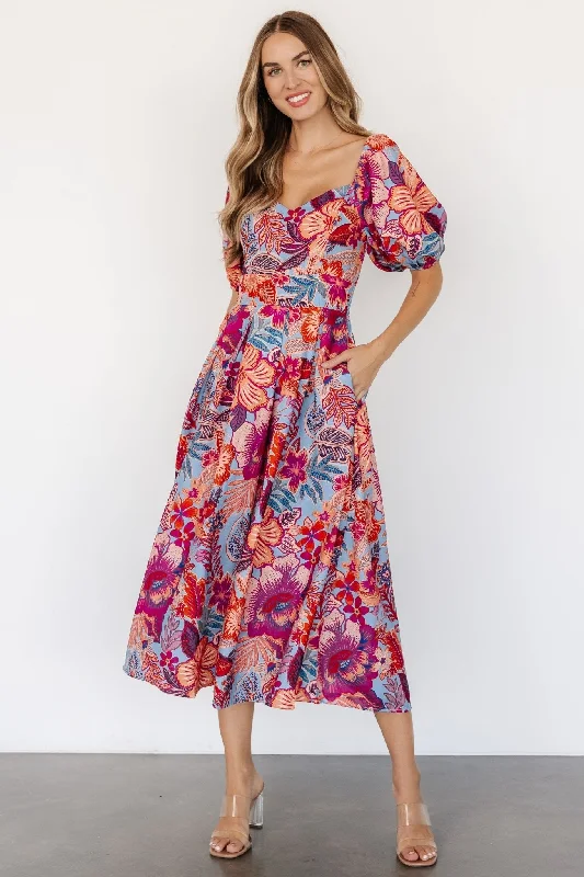 Bigger Savings, Better Shopping!Bigger Savings, Better Shopping!Elisha Midi Dress | Blue + Multi Floral