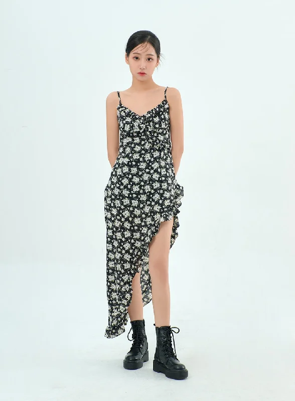 Limited-Time Price Drop!Limited-Time Price Drop!Flower Unbalanced Dress BY308