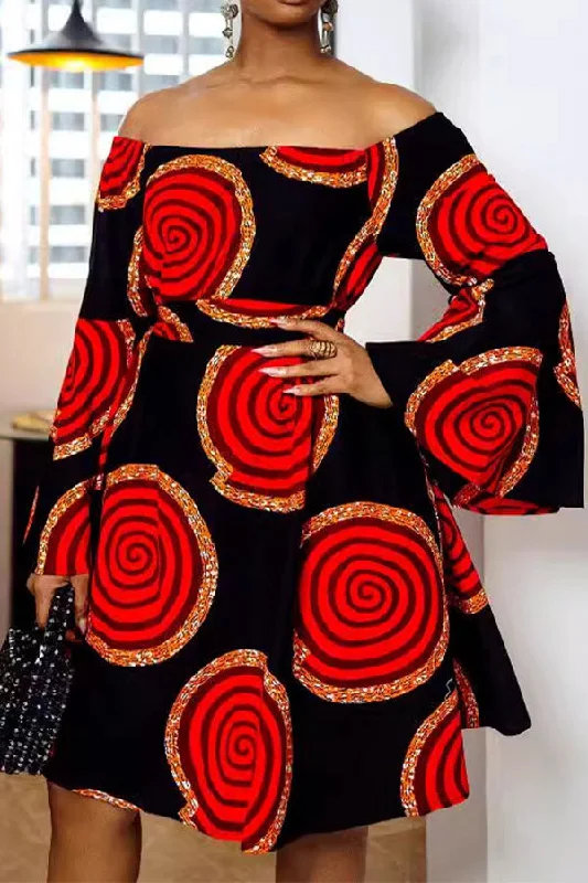 Today Only – Don’t Miss It!Today Only – Don’t Miss It!Graphic Print Off Shoulder Stunning Lace-Up Mini Dress