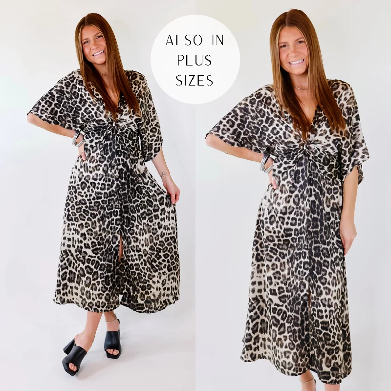 Don't Miss Out!Don't Miss Out!Take My Breath Away Front Knot Leopard Print Midi Dress in Grey Don't Miss Out!Don't Miss Out!Take My Breath Away Front Knot Leopard Print Midi Dress in Grey