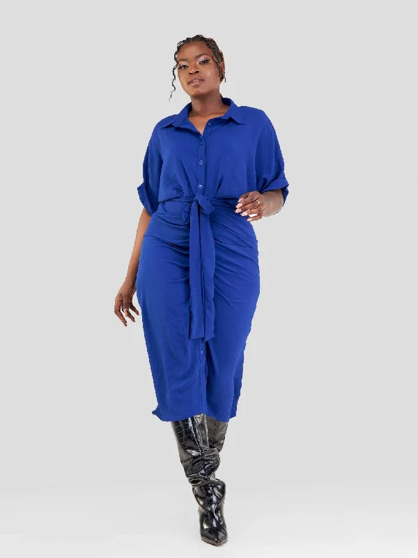 Crazy Discounts Inside!Crazy Discounts Inside!Lizola Amber Ruched Dress - Blue