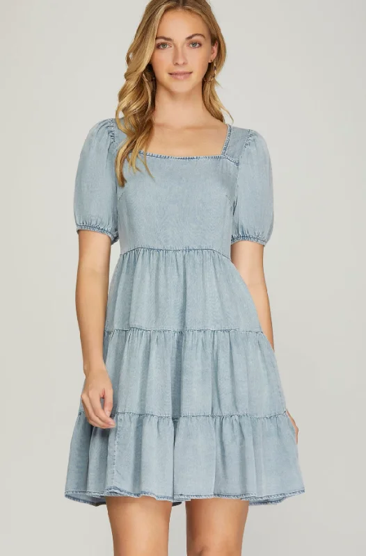 Your Best Deals Are Here!Your Best Deals Are Here!Louise Chambray Tiered Short Dress - Final Sale 30% off in cart