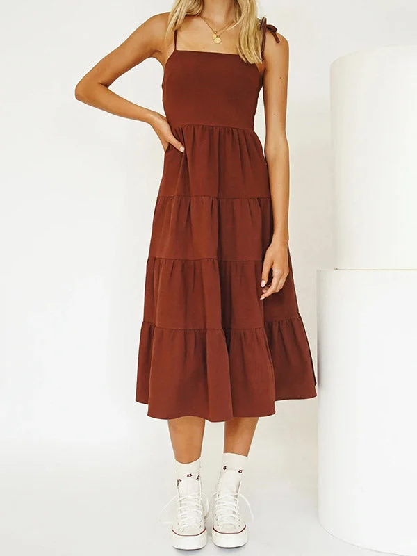 Shop Before It’s Gone!Shop Before It’s Gone!Solid Ruffle Hem Midi Dress