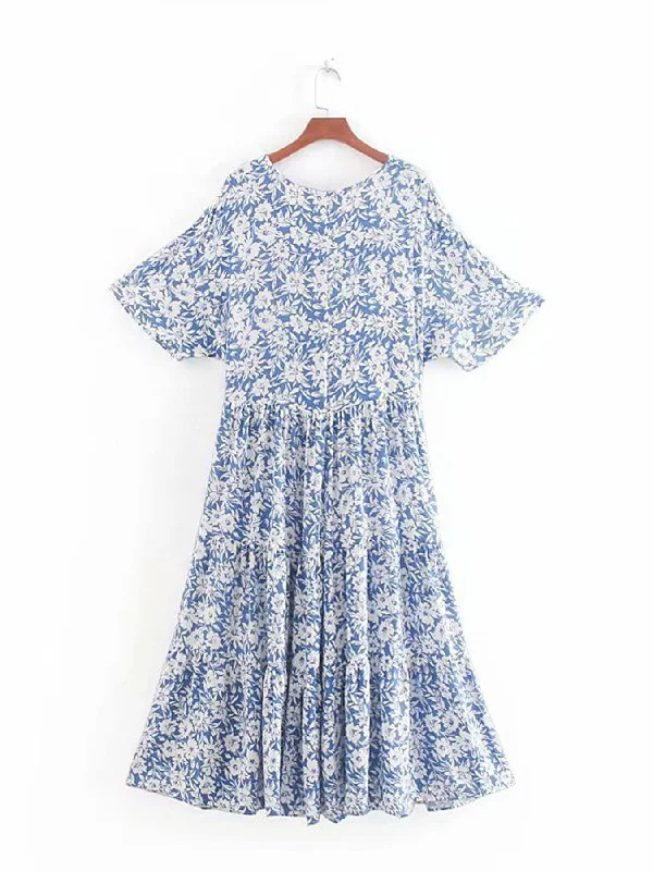 Get It Before It’s Gone!Get It Before It’s Gone!Midi Dress In Blue Floral Print