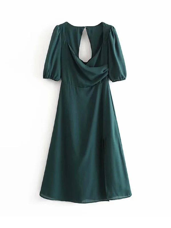 Your Shopping Spree Starts Here!Your Shopping Spree Starts Here!Midi Dress With Drape Sleeve In Green