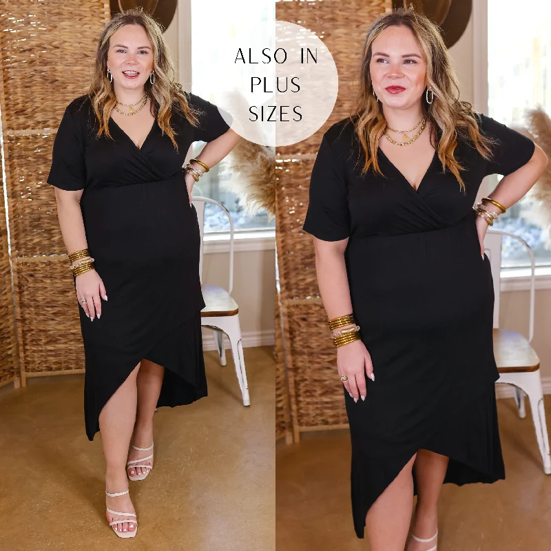 Save More When You Shop More!Save More When You Shop More!Turn Away Wrap Midi Dress with Short Sleeves in Black