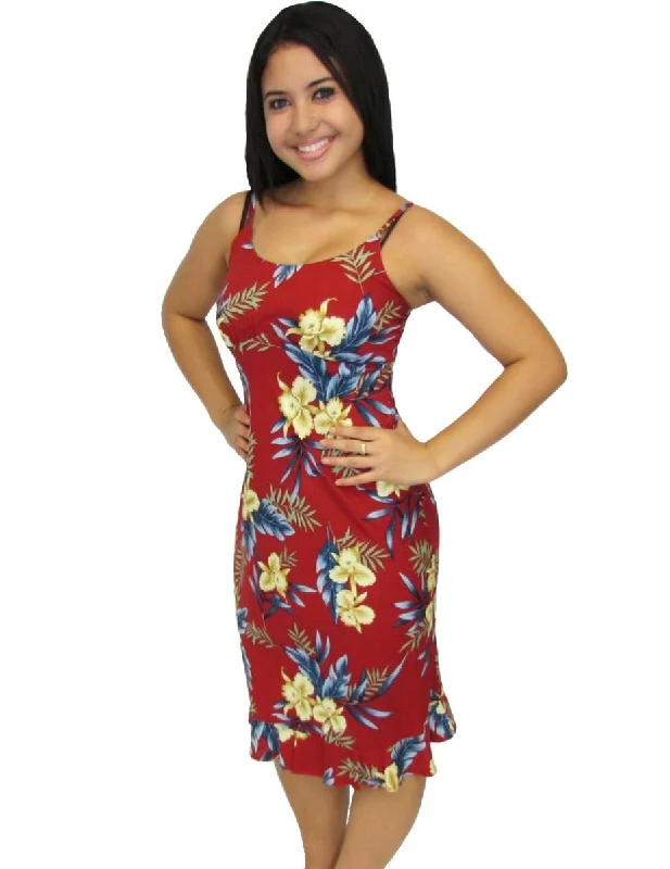 Your Chance to Save is Now!Your Chance to Save is Now!Hawaiian Dress Midi Slip Okalani Red