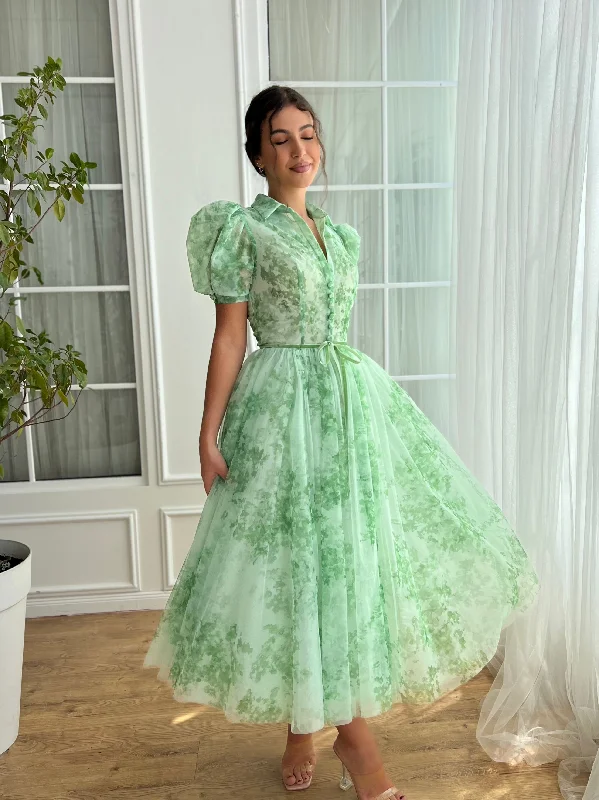 Your Shopping Spree Starts Here!Your Shopping Spree Starts Here!Mint Sky Puff Sleeve Dress
