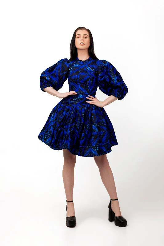 Save More Than Ever!Save More Than Ever!Mofe Ankara Mini Dress | Blue African Print