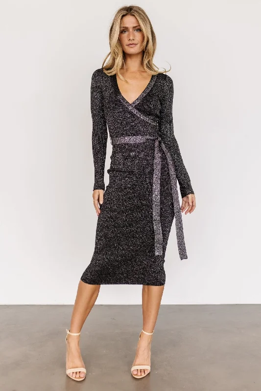 Limited Deals, Unlimited Savings!Limited Deals, Unlimited Savings!Nancy Ribbed Shimmer Midi Dress | Black