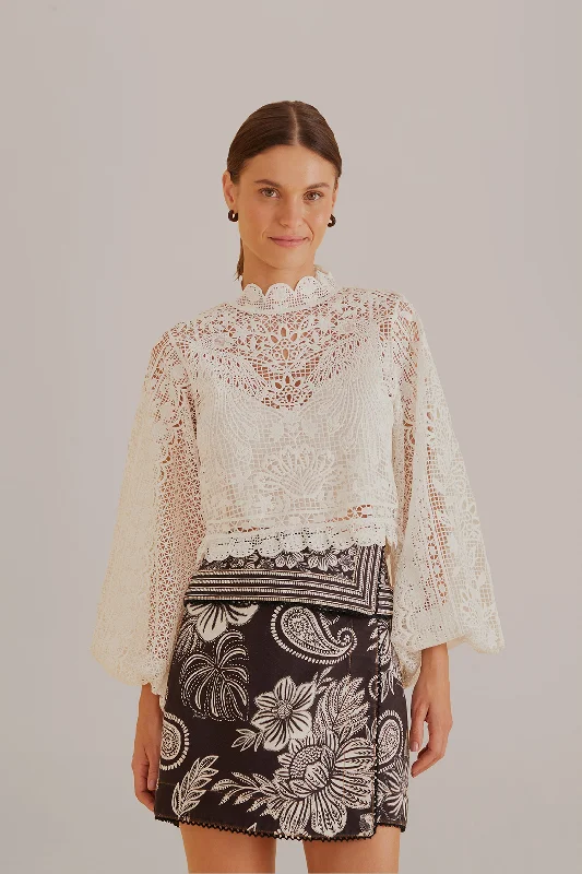 The Best Sale of the Year!The Best Sale of the Year!Off-White Guipure Long Sleeve Blouse
