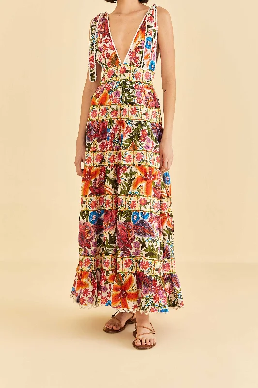 Huge Savings – Act Now!Huge Savings – Act Now!Off-White Tropical Yard Sleeveless Midi Dress