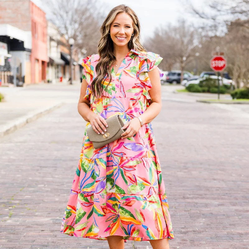 Act Fast – Limited Time Savings!Act Fast – Limited Time Savings!Pretty In Blooms Midi Dress, Pink