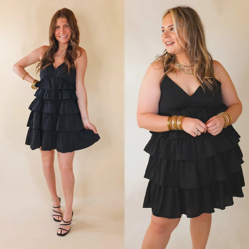Must-Have Deals Inside!Must-Have Deals Inside!Last Chance Size Medium & Large | Dare to Dance Ruffled Spaghetti Strap Dress in Black