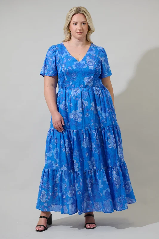 Must-Have Deals Inside!Must-Have Deals Inside!Selma Floral Alexis Poplin Cotton Voile Tiered Midi Dress Curve
