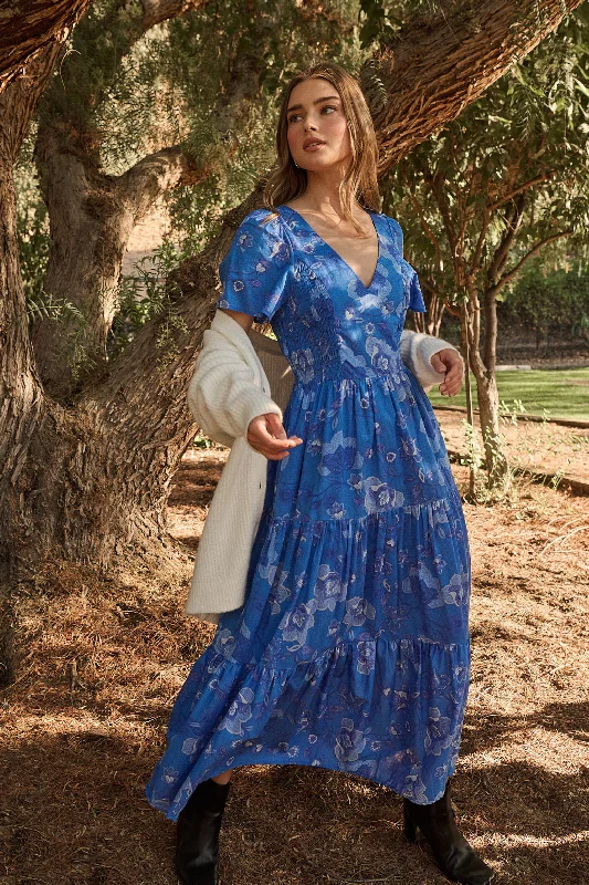Shop Smart, Save Big!Shop Smart, Save Big!Selma Floral Alexis Poplin Cotton Voile Tiered Midi Dress