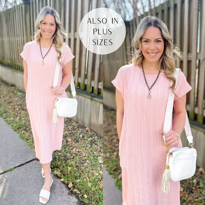 One Click Away from Big Savings!One Click Away from Big Savings!The More You Know Short Sleeve Ribbed Midi Dress in Pink One Click Away from Big Savings!One Click Away from Big Savings!The More You Know Short Sleeve Ribbed Midi Dress in Pink