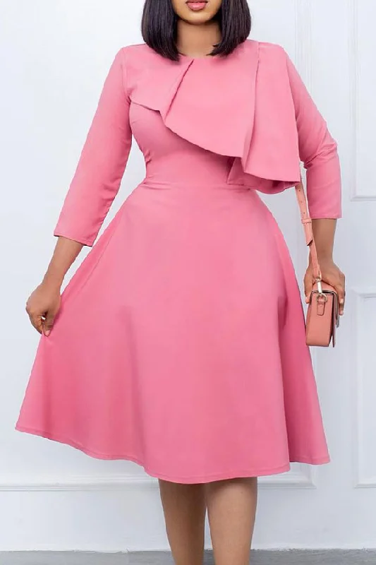Act Fast – Limited Time Savings!Act Fast – Limited Time Savings!Solid Color Layered Design Simple Midi Dress