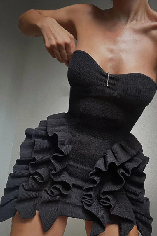 Price Drop Alert!Price Drop Alert!Solid Color Stunning Stringy Selvedge Tiered Mini Dress