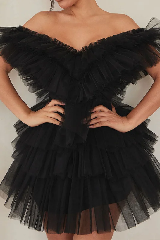Buy One, Get One Free!Buy One, Get One Free!Solid Color Tulle Glamorous Tiered Mini Dress