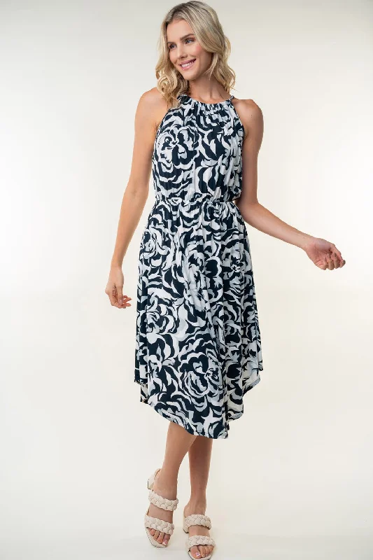 Crazy Discounts Inside!Crazy Discounts Inside!Tied Ruched Floral Sleeveless Knee Length Dress
