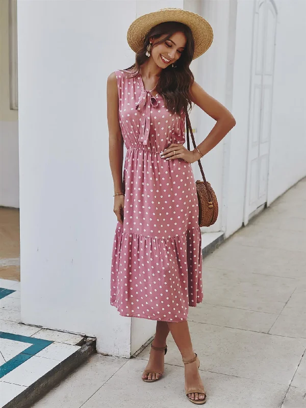 Get It Before It’s Gone!Get It Before It’s Gone!Tiered Midi Dress In Pink Polka Dot Get It Before It’s Gone!Get It Before It’s Gone!Tiered Midi Dress In Pink Polka Dot