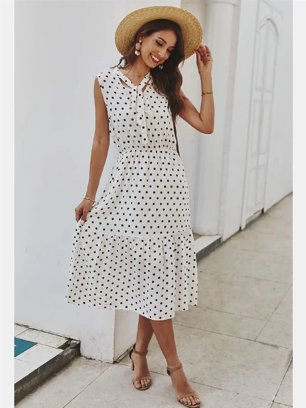 Your Wallet Will Thank You!Your Wallet Will Thank You!Tiered Midi Dress In White Polka Dot