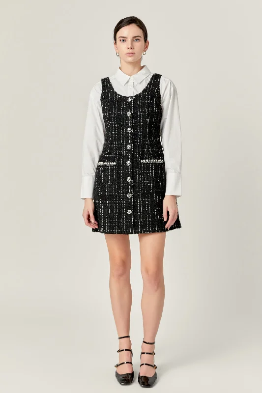Unbeatable Prices!Unbeatable Prices!Tweed Sleeveless Mini Dress