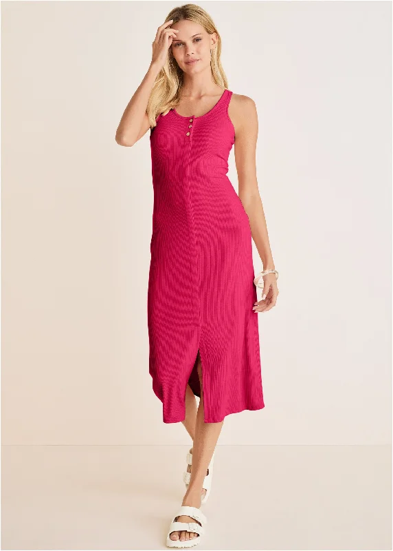 Your Dream Deal is Here!Your Dream Deal is Here!Henley Midi Dress - Dark Pink